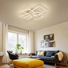 Modern LED Ceiling Lamp White Acrylic Chandelier Fixture Nordic Aluminum Lights Living Dining Room Lustre Hall Decor Plafon