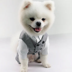 Gentleman Dog Clothes Wedding Party Suit Formal Shirt Jacket For Small Dogs Pet Outfit Halloween Christmas Costume