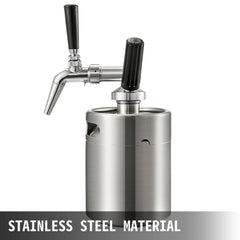 VEVOR 2L Cold Brew Coffee Maker Stainless Steel W/ Convenient Faucet Sanitary Corrosion-Resistant Easy to Carry Outdoors Home