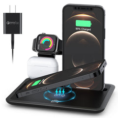 15W Fast Wireless Charger Stand For iPhone 11 12 XR X 8 Apple Watch 4 in 1 Foldable Charging Dock Station for Airpods Pro iWatch