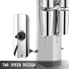 SucceBuy Milk Shake Machine 800ML Commercial Auto Double Cup Milkshaker StainlessSteel Shaking Maker Bubble Boba Tea Drink Mixer