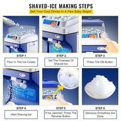 SucceBuy 120/200KG/H Electric Ice Shaver Branch Crusher Chopper Smoothie Blender Granizing Machine Shredder Snow Cone Cube Maker
