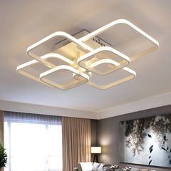 Modern LED Ceiling Lamp White Acrylic Chandelier Fixture Nordic Aluminum Lights Living Dining Room Lustre Hall Decor Plafon