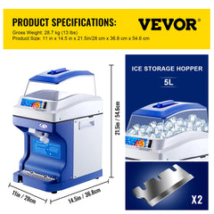 SucceBuy 120/200KG/H Electric Ice Shaver Branch Crusher Chopper Smoothie Blender Granizing Machine Shredder Snow Cone Cube Maker