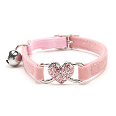 Heart Charm and Bell Cat Collar Safety Elastic Adjustable with Soft Velvet Material 5 colors pet Product small dog collar Gatos