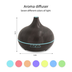For Home 550ml Wood Grain Essential Oil Diffuser with Remote Control  Ultrasonic Cool Mist Humidifier  7 Color LED Lights   6 Es