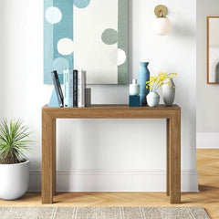 Solid Wood Modern Accent Console Table / Sofa Table in Medium Brown