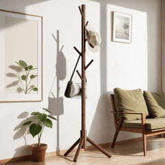 Coat Rack Stand with 3 Height Options and 8 Hooks Wooden Freestanding Coat Rack for Home, Office, Entryway, Hallway