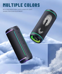 Ortizan Bluetooth Speaker Bluetooth 5.3 Portable Music Box IPX7 Bluetooth Box with TWS Stereo RGB Lights 30Hrs Playback TF Slot