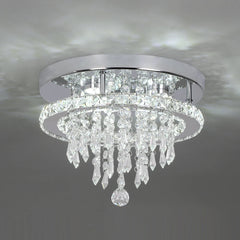 Crystal Chandelier Chrome Ceiling Lamps Led Flush Mount Stainless Steel Fixture Aisle Light Lustre Dining Room Living Room Decor