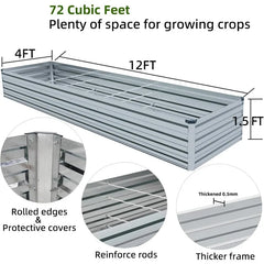 2 Pack 6x3x1FT Galvanized Raised Garden Beds Kit Outdoor Metal Gardening Planter Box For Vegetable Elevated Flower Herbs