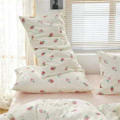Cute Strawberry Duvet Cover Queen Teen Girls Bedding Set Kawaii Bedroom Decor Cotton Quilt Cover