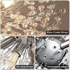 19.9 Chrome Modern Crystal Chandeliers Firework, Bubble Chandelier Lighting for Bathroom Dining Room Bedroom Kitchen Island Liv