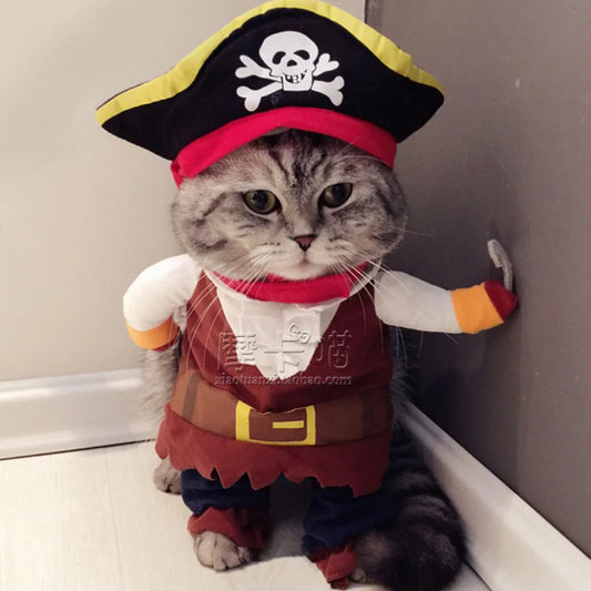 Polyester Cute Durable Pet Halloween Clothes Pirate Funny Costume Dress Up for Cats Dogs