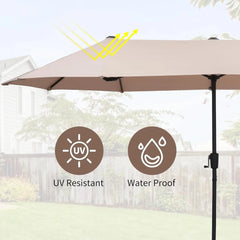 13Ft Large Patio Umbrella With Base Outdoor Double-Sided Market Extra Large Table Umbrella Outdoor Patio Easy Crank for Yard
