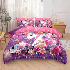 Kids Bedding Set For Girls Unicorn Comforter Set Full Girls Bedding Sets All Season With 2 Pillowcase……
