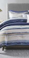 King Comforter Set, Bed in a Bag King, Watercolor Print Coastal Comforter & Chambray Cotton Sheet Set, All Season Bedding Set