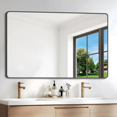 Bathroom Mirror for Wall, 55x36 Inch Rectangle Mirrors with Metal Frame, Modern Vanity Wall Mirror Decor for Entryway Hangs,