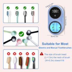 Toothbrush Holder and Cleaner for Bathroom Light Cleaning Fan Drying Round in Circle Automatic Rotating Cover Wall Mounted Smart