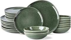 Ceramic Dinnerware Sets,Handmade Reactive Glaze Plates and Bowls Set,Highly Chip and Crack Safe Dishes Set,Service for 8 (24pc)