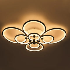 Modern LED Ceiling Light Fixture with Remote Control, Clear Acrylic Shade, Semi Flush Mount Ceiling Light Chandelier 8 Head