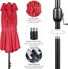 13 ft Large Patio Umbrella with Base Included, Double-Sided Outdoor Market Extra Umbrella with Easy Crank Handle