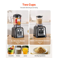 SucceBuy Blender for Smoothies 68oz1400W Blender w/ Powerful Motor Multi-Functional Food Processing Blender w/ Grinder Container