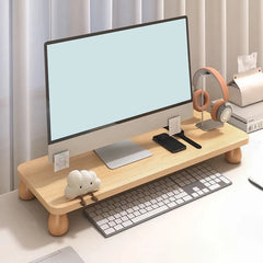 Wooden Desktop Computer Heightening Rack Comfortable Viewing Height Elevated Laptop Stand Space Saving