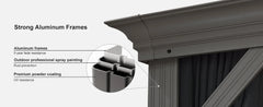 12' x 24' Outdoor Hardtop Gazebo with Netting and Curtains Galvanized Steel Double Roof and Aluminum Frames Permanent Light Grey