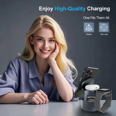 4 in 1 Magnetic Wireless Charger Fast Charging Station 15W Foldable Night Light Multiple Devices Apple IWatch Ultra Airpods