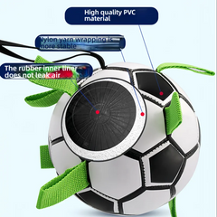 1pc Durable Football Design Pet Toy With Straps Dog Chewing Ball Toy For Training Playing Teeth Cleaning, Interactive Fetch Pet