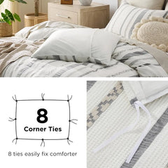Cotton Duvet Cover King - 100% Cotton Waffle Weave Coconut White Duvet Cover King Size, GentleSoft™ and Breathable Bedding Set