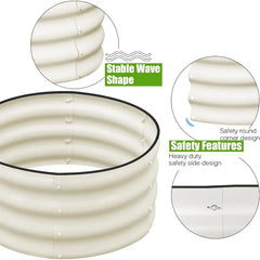 3 Pcs 2x2x1ft Round Galvanized Raised Garden Bed Kit Outdoor, Metal Planter Box for Planting Plants Vegetables, White