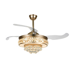 Ceiling Fans with LED Light, K9 Crystal Accents, Adjustable Speed & Timing, Retractable ABS Blades, Pure Copper Motor