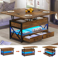 40" Lift Top Coffee Table, 4 in 1 Coffee Tables with Storage for Living Room, Small Farmhouse Coffee Table with 2 Drawers