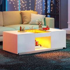 Modern LED Coffee Table with Storage, USB & Type-C Ports – Smart Living Room Centerpiece