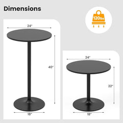 Bar Table, Round Cocktail Table Modern Style Standing Circular Bistro Table Suitable for Pub,Restaurant Black Set