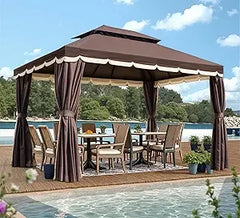 10x13 Outdoor Gazebo for Patio, Gazebo Canopy Tent with Mosquito Netting & Curtains, Party Tent Shelter with Waterproof Sunshade
