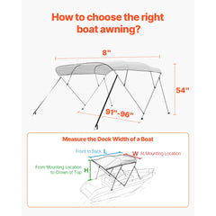 SucceBuy 4 Bow Boat Bimini Tops 600D Polyester Canopy with Aluminum Alloy Frame Waterproof&Sun Shade Boat Awning Canopy with Bag