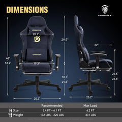Dowinx Gaming Chair with Massage Lumbar Support, Suede Fabric Ergonomic Computer Chair with Footrest for Adults