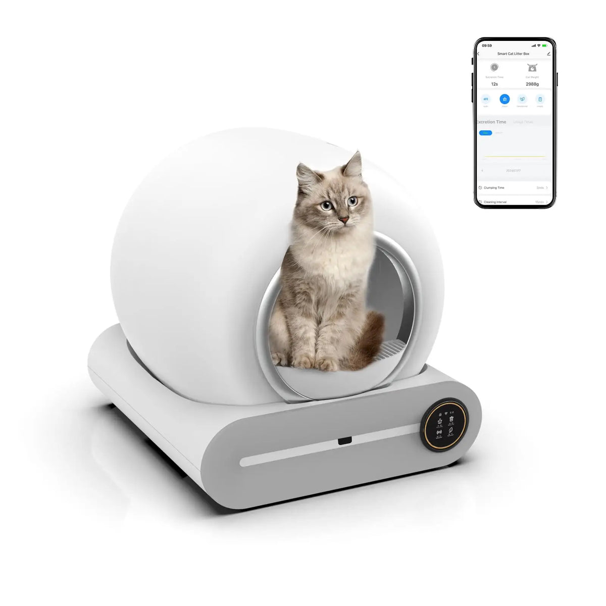 Self Cleaning Cat Litter Box, Automatic Cat Litter Box with APP Control Odor Removal Safety Protection for Multiple Cats 65L, wi