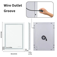 LED Bathroom Mirror Rectangular Wall Vanity Mirror Dimmable with 8 RGB Backlit 3 Front Color Anti-fog, Memory
