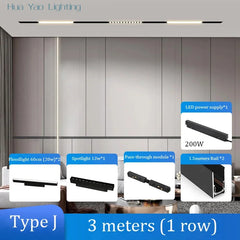 Dimmalbe LED track Light Full Set 360° Adjustable COB Embedded Track lighting For Clothing Shop Kitchen Rail Lighting