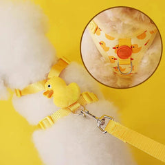 Cartoon Duck Dog Harness and Leash Set Adjustable Puppy Collar Strap Pet Cat Harness Vest for French Bulldog Walking Accessories