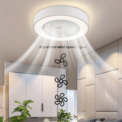 22'' Invisible Ceiling Fan Light Bladeless 3Color Change Fan Lamp LED Chandelier