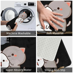 Soft Peach and Goma Flannel Doormat Decoration for Living Room, Kitchen, Bedroom, and Balcony - Bubu and Dudu Rugs, Floor Mat wi