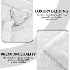 Comforter Set King (104 X 88), Seersucker Lightweight Comforter Set with Sheets, Bed in a Bag Bedding