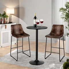 Bar Table, Round Cocktail Table Modern Style Standing Circular Bistro Table Suitable for Pub,Restaurant Black Set