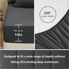 CozyLux Dark Grey California King Size Comforter Set 7 Pieces Cal King Bed in a Bag Dark Gray Bedding Sets Cali King with All Se
