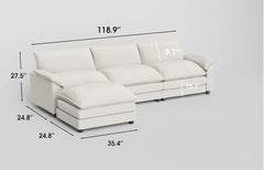 119” Modern L-Shaped Modular Sectional Sofa – Deep Seat Couch with Reversible Ottoman